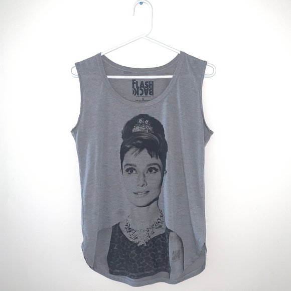 Flashback Tops - 2/$30 Audrey Hepburn Grey Tank Top Sleeveless Tee